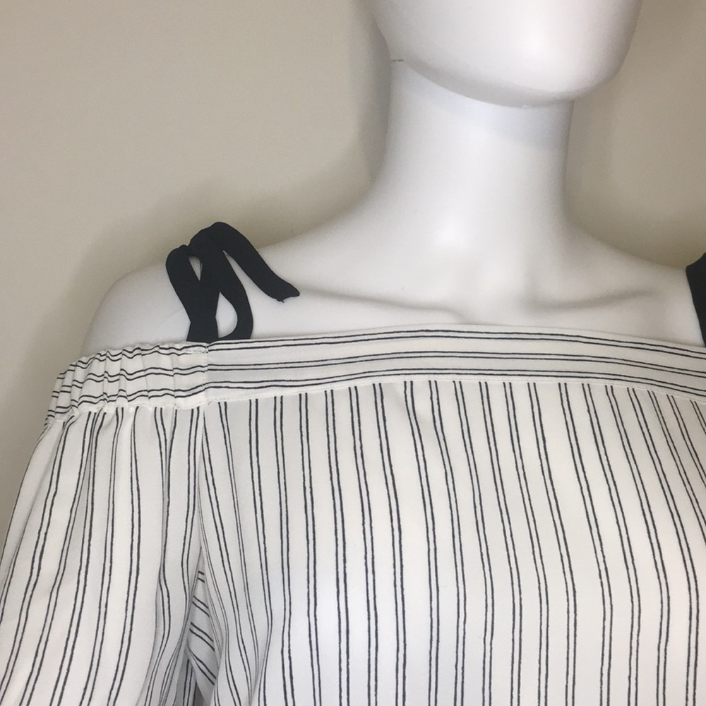 LOFT Striped Cold-Shoulder Blouse - Picture 3 of 9